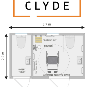 CLYDE Prefabricated Portable Toilet and Shower Block Floorplan