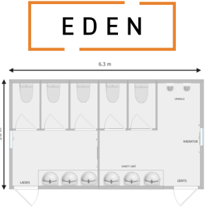 EDEN Prefabricated Portable Toilet Block Floorplan