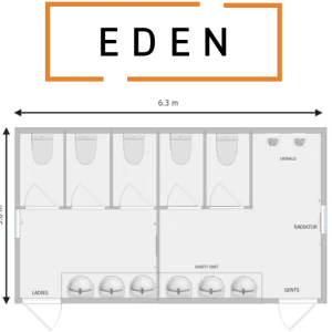 EDEN Prefabricated Portable Toilet Block Floorplan