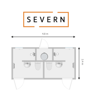An image or Severn Portable Toilet and Shower Block 4.8m x 2.4m x 3.6m Floorplan