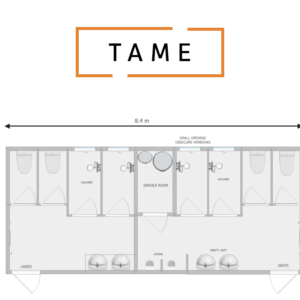 An image of Tame Gendered Portable Toilet and Shower Block 8.4m x 3.6m x 3.6m