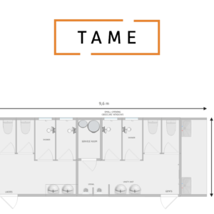 An image of Tame Gendered Portable Toilet and Shower Block including Washroom 9.6m x 3.6m x 3.6m