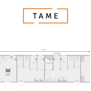 An image of Tame Gendered Portable Toilet and Shower Block including Washroom Accessible Toilet Shower 12.0m x 3.6m x 3.6m